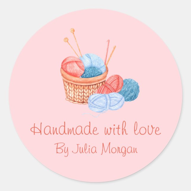 Cute Knit Homemade Label | Pink (Front)