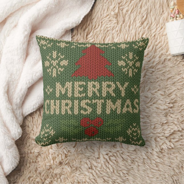 cute knit merry christmas cushion (Blanket)