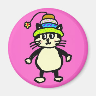 Cute "Knit-Rit" cat magnet - pink