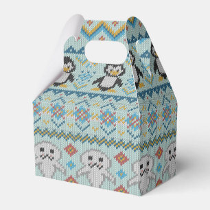 Cute Knitted Penguin and Seal Pattern Favour Box