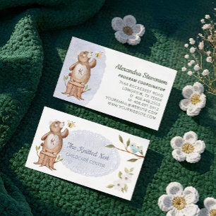 Cute Knitted Woodland Bear Fun Babysitter Daycare Business Card