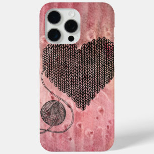 Cute Knitted Yarn Heart Watercolor iPhone 15 Pro M Max Case