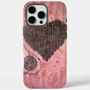 Cute Knitted Yarn Heart Watercolor iPhone 16 Pro M Max Case