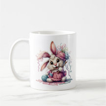 Cute Knitting Bunny Mug – Adorable Yarn Lover Rabb