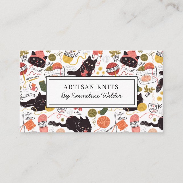 Cute Knitting Business And Knitting Instruction Card (Front)