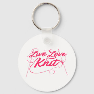 Cute Knitting Live Love Knit Quote Novelty Key Ring