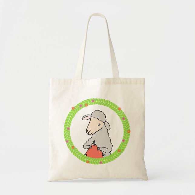 Cute knitting Sheep Happy Sheep knitter gift  Tote Bag (Front)