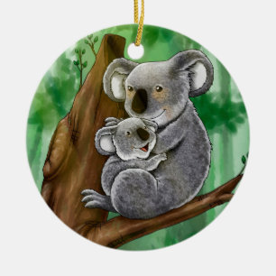 Cute Koala and Baby Ceramic Tree Decoration