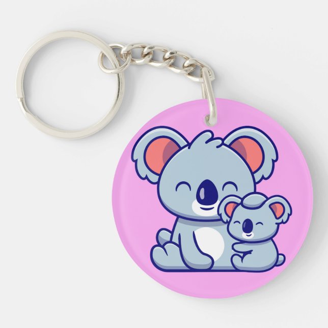 Cute Koala And Baby  Key Ring (Front)