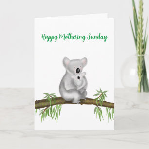 Cute koala and baby Mothering Sunday card