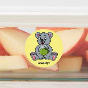 Cute koala and coconut cartoon illustration