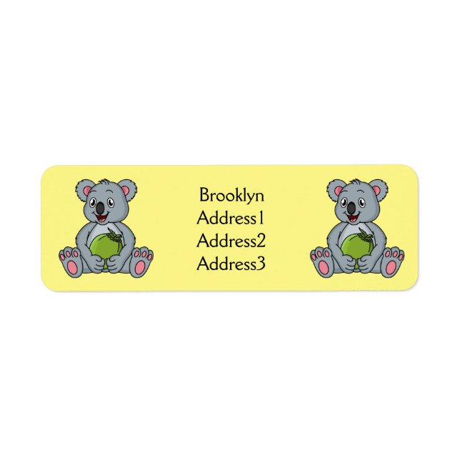 Cute koala and coconut cartoon illustration (Front)