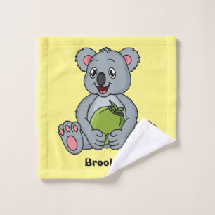 Cute koala and coconut cartoon illustration bath towel set