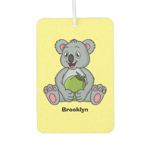 Cute koala and coconut cartoon illustration car air freshener