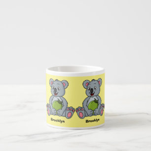 Cute koala and coconut cartoon illustration espresso cup