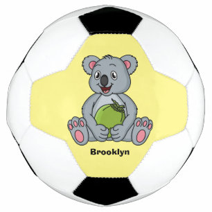 Cute koala and coconut cartoon illustration football