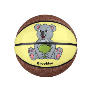 Cute koala and coconut cartoon illustration mini basketball