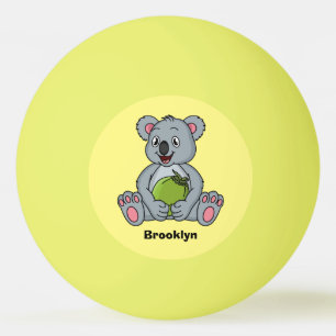 Cute koala and coconut cartoon illustration ping pong ball