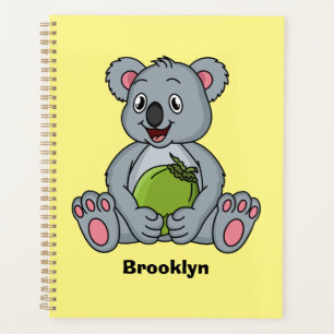 Cute koala and coconut cartoon illustration planner