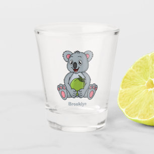Cute koala and coconut cartoon illustration shot glass