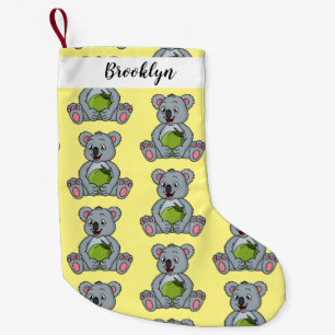 Cute koala and coconut cartoon illustration small christmas stocking