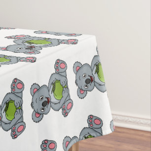 Cute koala and coconut cartoon illustration tablecloth