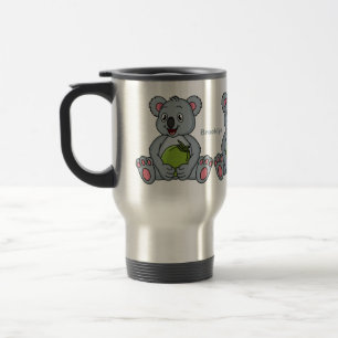 Cute koala and coconut cartoon illustration travel mug