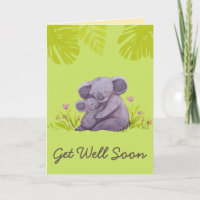 Cute Koala and Encouragement Get Well Green  Card