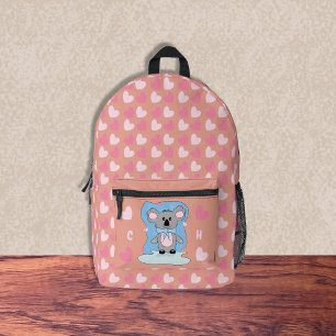 Cute Koala and Pink Hearts Kid School Backpack