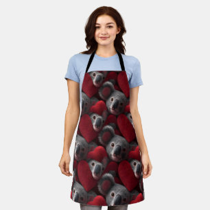 Cute Koala and Red Heart Seamless Pattern Apron