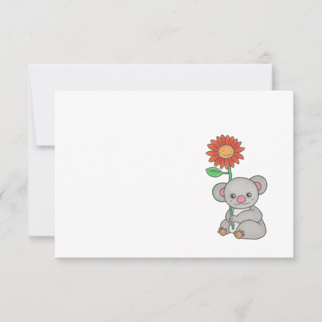 Cute Koala Any Occasion Simple Flat Note Card (Front)