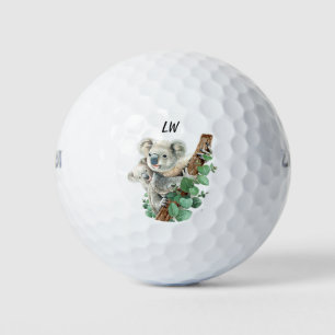 Cute Koala Australian Bear Animal Art Monogram Art Golf Balls