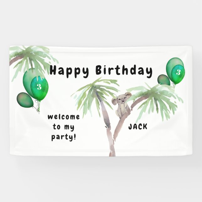 Cute Koala Australian Birthday Party  Banner (Horizontal)