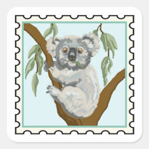Cute Koala Australian stamp art Square Sticker