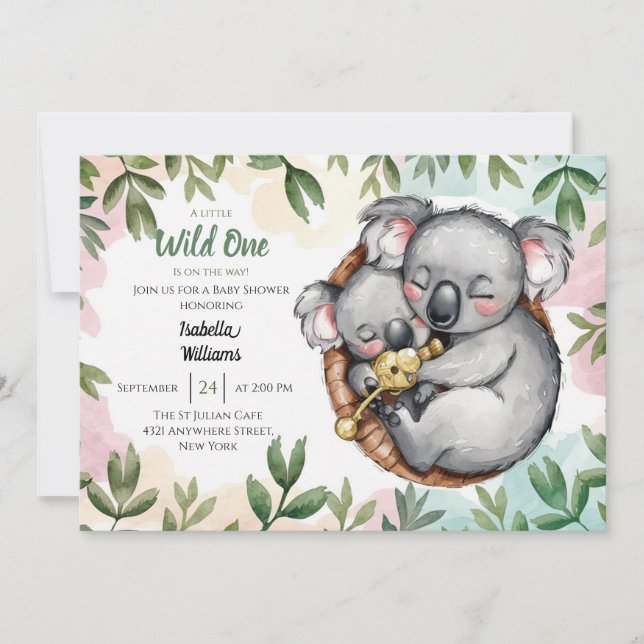 Cute Koala Baby And Koala Mum Baby Shower Invitation (Front)