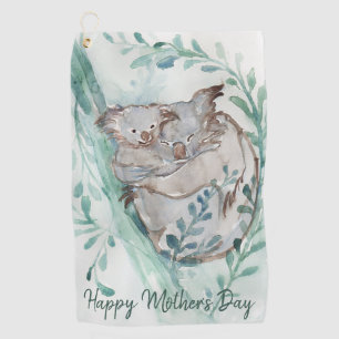 Cute Koala Baby Hug Watercolor Animal Mother's Day Golf Towel