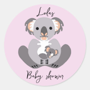 Cute KOALA - Baby shower - Animal -Personalise Classic Round Sticker