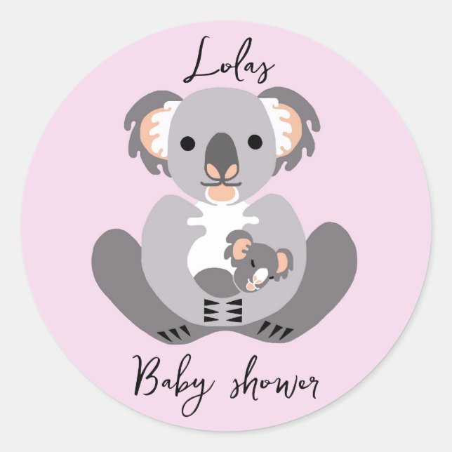 Cute KOALA - Baby shower - Animal -Personalise Classic Round Sticker (Front)