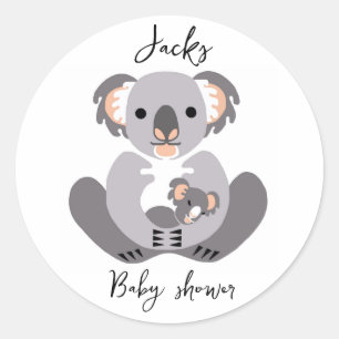 Cute KOALA - Baby Shower - Animal -Personalised  Classic Round Sticker