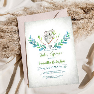 Cute Koala Baby Shower Invitation