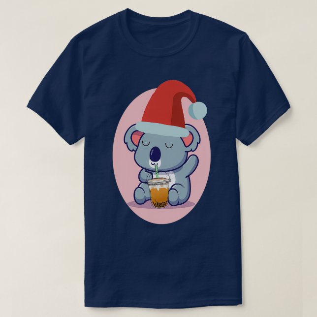 Cute Koala Bear And Bubble Tea 1 T-Shirt (Design Front)