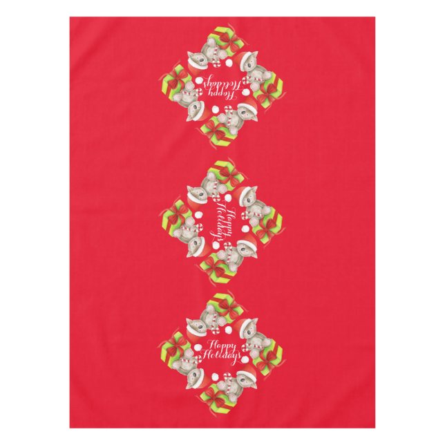 Cute Koala bear and gifts red tablecloth (Front)