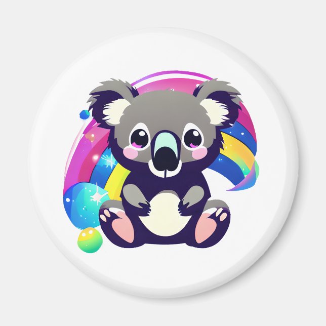 Cute Koala Bear and Rainbow  Magnet (Front)