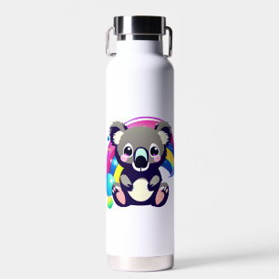 Cute Koala Bear and Rainbow Personalized Water Bottle