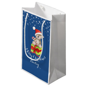 Cute koala bear art named christmas blue gift bag