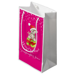 Cute koala bear art named christmas pink gift bag