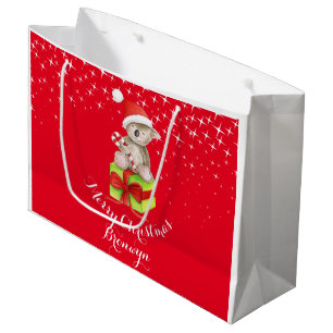 Cute koala bear art named christmas red gift bag
