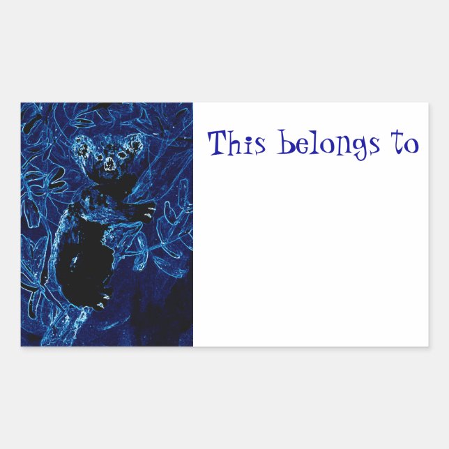 Cute Koala Bear Art Wildlife Rectangular Sticker (Front)