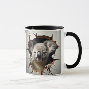 Cute koala Bear at in cracked wall Mug