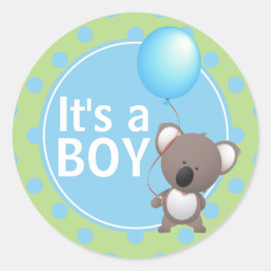 Cute Koala Bear Baby Boy Classic Round Sticker